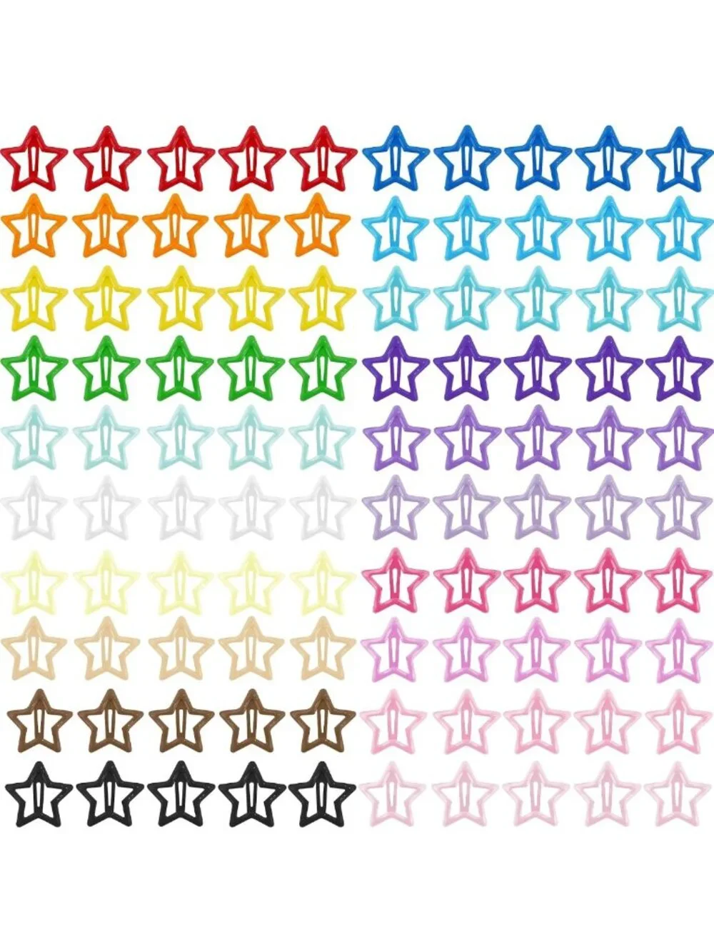 Y2K Multicolor Star Hair Clips - 100PCS Metal Hair Accessories, Trendy & Fun